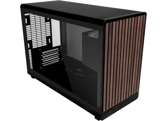 Lian Li A3-mATX Wood Edition (Black) Micro Form Factor Minimalistic Sleek & Compact Mini Tower Gaming Case, Ventilated Steel Glass Side, w/ USB 3.1 Type-C