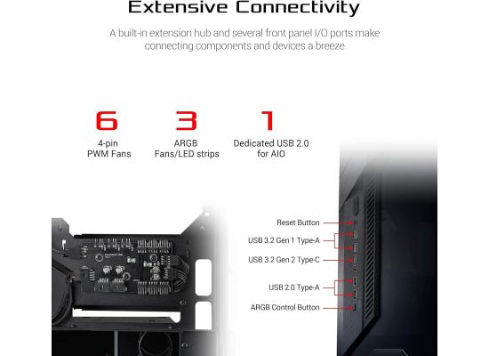 ASUS ROG Z11 GR101 (Black) Mini Tower Premium ARGB Tempered Glass Mini-ITX/DTX Gaming Case w/ Patented 11° Tilt Design, ATX Power Supply & 3-Slot Graphics Card Support