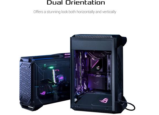 ASUS ROG Z11 GR101 (Black) Mini Tower Premium ARGB Tempered Glass Mini-ITX/DTX Gaming Case w/ Patented 11° Tilt Design, ATX Power Supply & 3-Slot Graphics Card Support