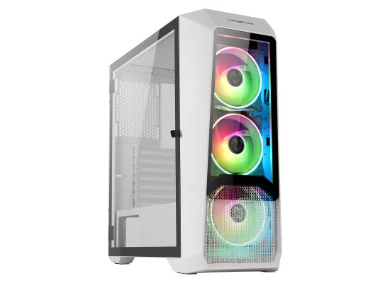 ABKONCORE H300G RGB Spectrum Dual Ring 3X Fan Tempered Glass Mid Tower Case-White Edition