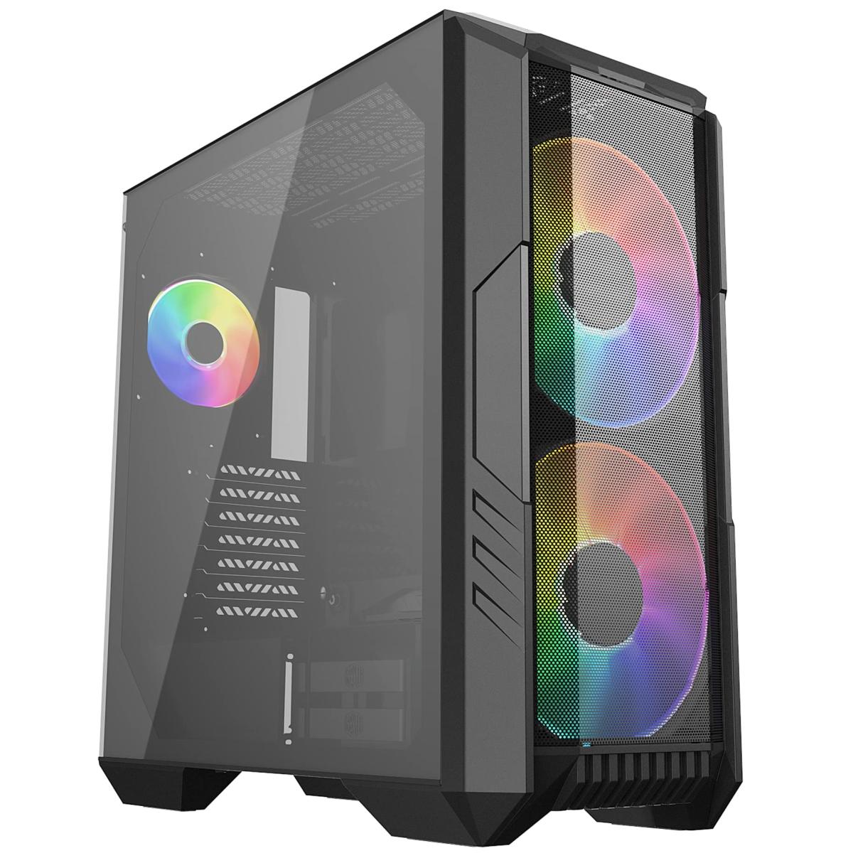 COOLER MASTER HAF 500 ARGB (Black) Mid Tower Tempered Glass Gaming Case w/ 3x ARGB Fans (2x 200mm + 1x120mm)