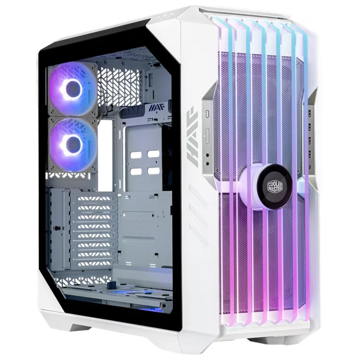 COOLER MASTER HAF 700 EVO ARGB (White) Full-Tower Tempered Glass Gaming Case w/ IRIS Customizable LCD Display & PCIE 4.0 RISER CABLE