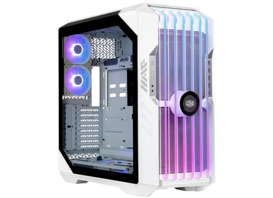 COOLER MASTER HAF 700 EVO ARGB (White) Full-Tower Tempered Glass Gaming Case w/ IRIS Customizable LCD Display & PCIE 4.0 RISER CABLE