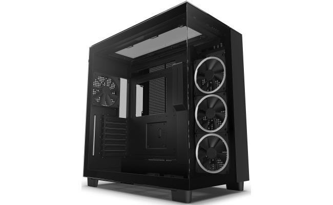 NZXT H9 Elite Premium Dual-Chamber Mid-Tower Tempered Glass Mid Tower Gaming Case w/ 3xF120 RGB Duo + F120Q Rear Fans & USB Type-C Port - Black