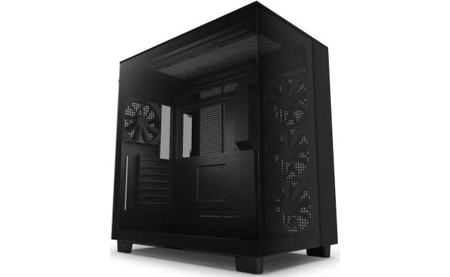NZXT H9 Flow Perforated Dual-Chamber Mid-Tower Tempered Glass Mid Tower Gaming Case w/ 4xF120Q Fans & USB Type-C Port - Black