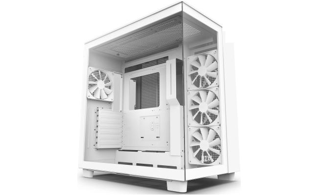 NZXT H9 Flow Perforated Dual-Chamber Mid-Tower Tempered Glass Mid Tower Gaming Case w/ 4xF120Q Fans & USB Type-C Port - White