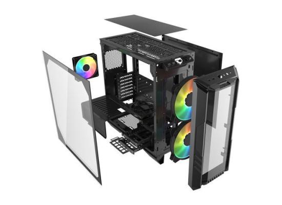COOLER MASTER HAF 500 ARGB (Black) Mid Tower Tempered Glass Gaming Case w/ 3x ARGB Fans (2x 200mm + 1x120mm)