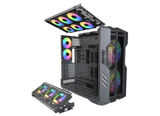 COOLER MASTER HAF 700 ARGB (Titanium Grey) Full-Tower Mesh Tempered Glass Gaming Case w/ 5 SickleFlow ARGB Fans/420mm Top & 480 Side Radiator Support