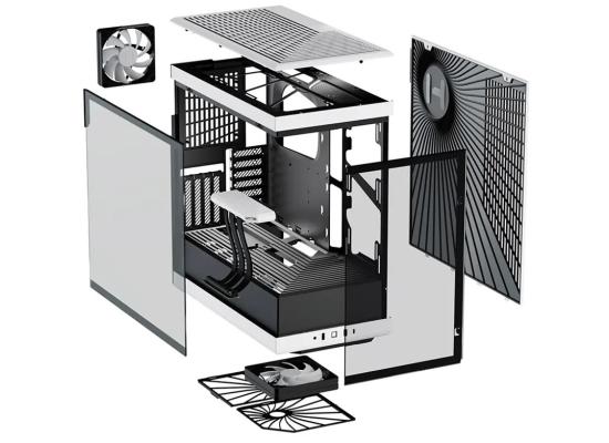 HYTE Y40 Modern Panoramic Tempered Glass Mid-Tower ATX Case (Black/White) w/ 2 Pre-Installed Flow Fans & PCIE 4.0 Riser Cable