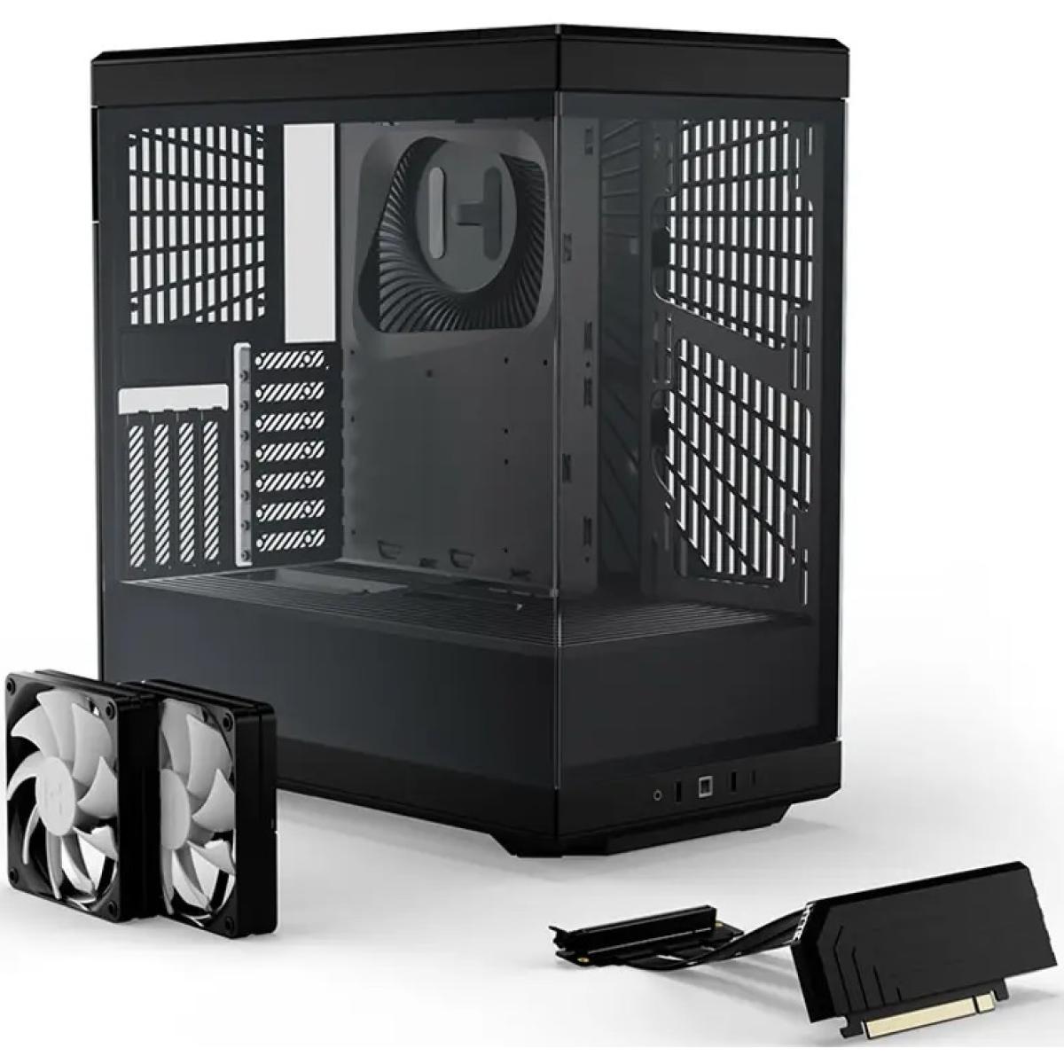 HYTE Y40 Modern Panoramic Tempered Glass Mid-Tower ATX Case (Black/Black) w/ 2 Pre-Installed Flow Fans & PCIE 4.0 Riser Cable