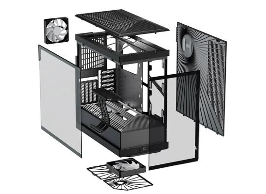 HYTE Y40 Modern Panoramic Tempered Glass Mid-Tower ATX Case (Black/Black) w/ 2 Pre-Installed Flow Fans & PCIE 4.0 Riser Cable