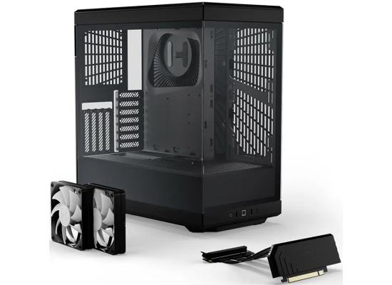 HYTE Y40 Modern Panoramic Tempered Glass Mid-Tower ATX Case (Black/Black) w/ 2 Pre-Installed Flow Fans & PCIE 4.0 Riser Cable 