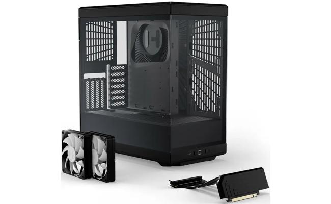 HYTE Y40 Modern Panoramic Tempered Glass Mid-Tower ATX Case (Black/Black) w/ 2 Pre-Installed Flow Fans & PCIE 4.0 Riser Cable