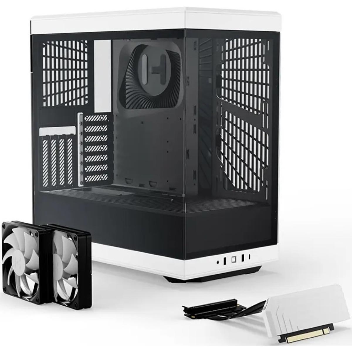 HYTE Y40 Modern Panoramic Tempered Glass Mid-Tower ATX Case (Black/White) w/ 2 Pre-Installed Flow Fans & PCIE 4.0 Riser Cable