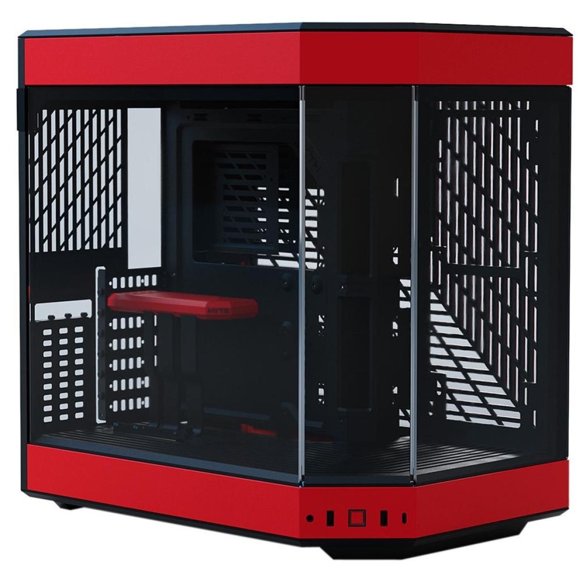 HYTE Y60 Premium Mid-Tower ATX Case (Red/Black) w/ 3-Piece Panoramic Tempered Glass Design,3 Pre-Installed Flow Fans & PCIE 4.0 Riser Cable
