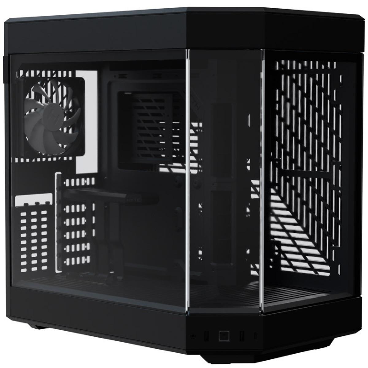 HYTE Y60 Premium Mid-Tower ATX Case (Black/Black) w/ 3-Piece Panoramic Tempered Glass Design,3 Pre-Installed Flow Fans & PCIE 4.0 Riser Cable