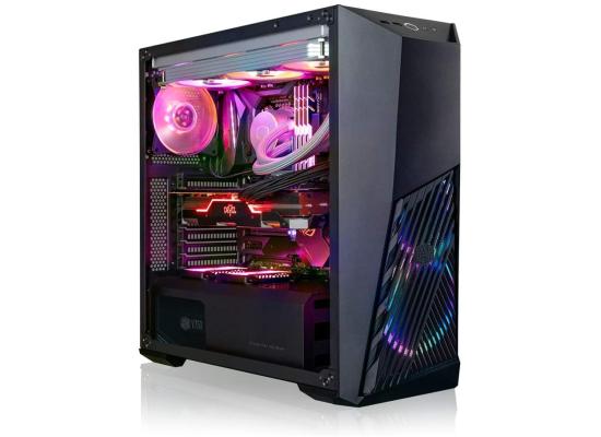Cooler Master MasterBox K501L ARGB Black Mid Tower Tempered Glass Gaming Case + Elite V4 600W 80+ White Pre-Installed PSU