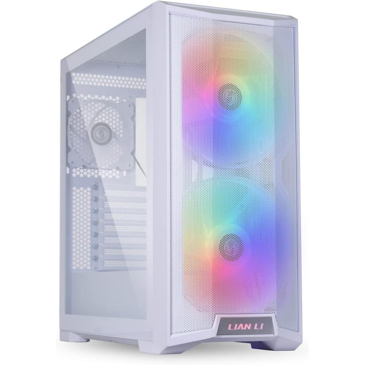 Lian Li LANCOOL 215 White ARGB 200mm Mid Tower Tempered Glass Gaming Case w/ Mesh Front Panel