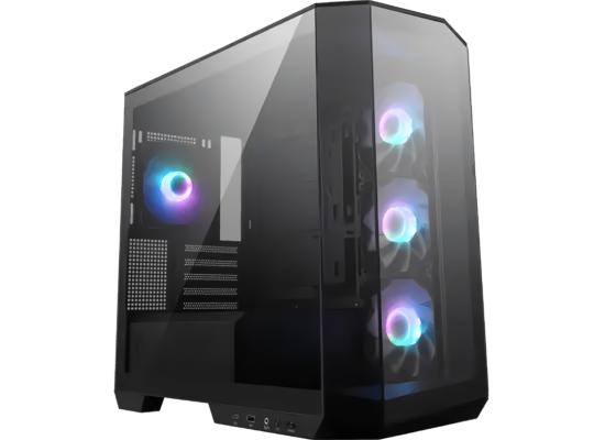 MSI MAG PANO M100R PZ (Black) Micro- ATX Tower, 270-Degree Panoramic Design High-Performance Mid Tower Tempered Glass Gaming Case w/ 4x120mm ARGB Fans & Type-C Port 