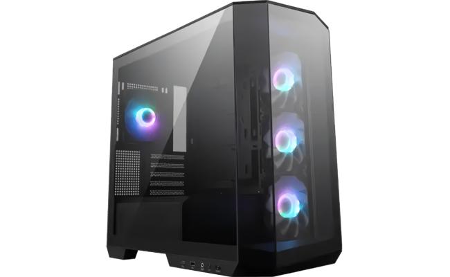 MSI MAG PANO M100R PZ (Black) Micro- ATX Tower, 270-Degree Panoramic Design High-Performance Mid Tower Tempered Glass Gaming Case w/ 4x120mm ARGB Fans & Type-C Port
