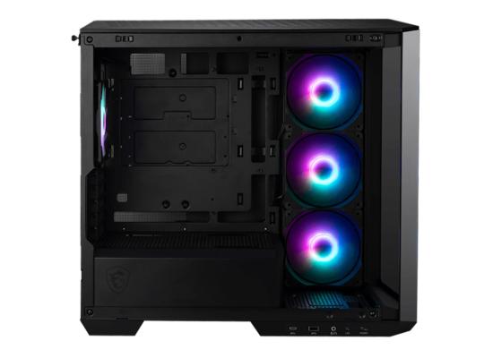 MSI MAG PANO M100R PZ (Black) Micro- ATX Tower, 270-Degree Panoramic Design High-Performance Mid Tower Tempered Glass Gaming Case w/ 4x120mm ARGB Fans & Type-C Port