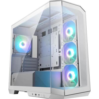 MSI MAG PANO M100R PZ (White) Micro- ATX Tower, 270-Degree Panoramic Design High-Performance Mid Tower Tempered Glass Gaming Case w/ 4x120mm ARGB Fans & Type-C Port 