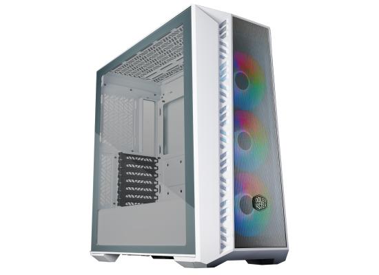 Cooler Master MASTERBOX 520 MESH ARGB Mid Tower Tempered Glass Gaming Case w/ 3 x120mm CF120 ARGB Fan - White