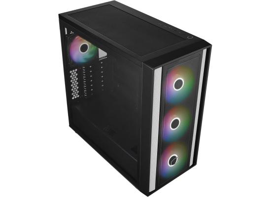 COOLER MASTER MASTERBOX 600 (Black) ATX ARGB Mid Tower Tempered Glass Gaming Case, Front Performance MESH Panel w/ 4 ARGB Fans (3x140mm + 120mm), 2xUSB Type C & Back Connector Motherboard Support