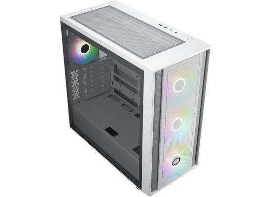 COOLER MASTER MASTERBOX 600 (White) ATX ARGB Mid Tower Tempered Glass Gaming Case, Front Performance MESH Panel w/ 4 ARGB Fans (3x140mm + 120mm), 2xUSB Type C & Back Connector Motherboard Support