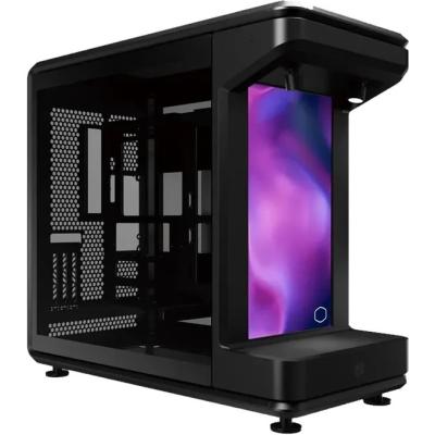 Cooler Master MASTERFRAME 360 STAGE LCD (Black) Dual Chamber Panoramic ATX Mid Tower Tempered Glass Gaming Case, 15.6-inch LCD Screen w/ PCI-e 5.0 Riser + 2x ARGB spotlight & Type-C