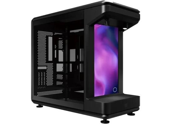Cooler Master MASTERFRAME 360 STAGE LCD (Black) Dual Chamber Panoramic ATX Mid Tower Tempered Glass Gaming Case, 15.6-inch LCD Screen w/ PCI-e 5.0 Riser + 2x ARGB spotlight & Type-C