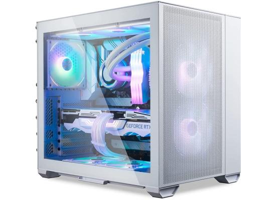 Lian Li O11 AIR MINI (White) Mini Tower Tempered Glass Gaming Case w/ 3 Fans Installed & Super Fine Mesh Front & Sides