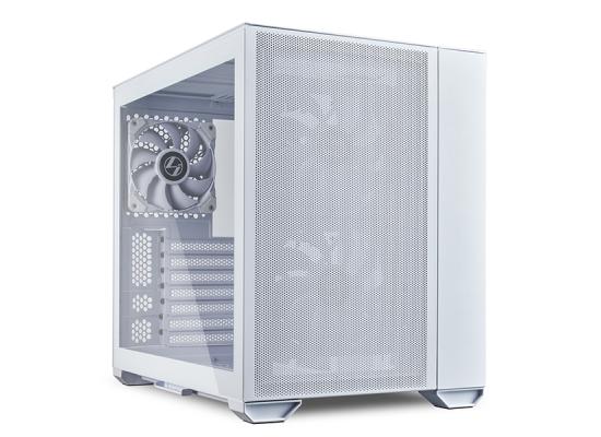 Lian Li O11 AIR MINI (White) Mini Tower Tempered Glass Gaming Case w/ 3 Fans Installed & Super Fine Mesh Front & Sides 