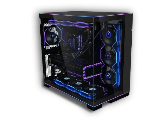 Lian Li O11 Dynamic EVO RGB Edition (Black) Mid Tower 2 Sided Tempered Glass Gaming Case w/ Reversable Chassis Mode , Dual Chamber & Dual ARGB Strips, Up To 8 Drives Capacity & 420mm Radiator Support