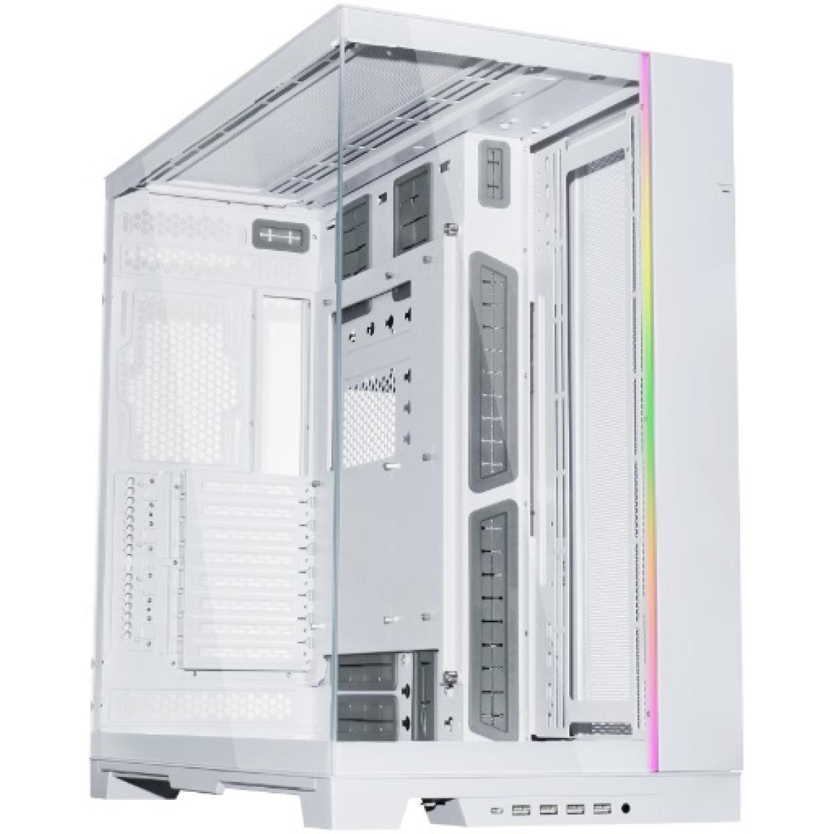 Lian Li O11 Dynamic EVO XL (White) Full Tower 2 Sided Tempered Glass Gaming Case w/ Reversable Chassis Mode , Dual Chamber & Side ARGB Strip, Up To 7 Drives Capacity & 420mm Radiator Support