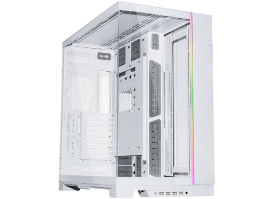 Lian Li O11 Dynamic EVO XL (White) Full Tower 2 Sided Tempered Glass Gaming Case w/ Reversable Chassis Mode , Dual Chamber & Side ARGB Strip, Up To 7 Drives Capacity & 420mm Radiator Support 