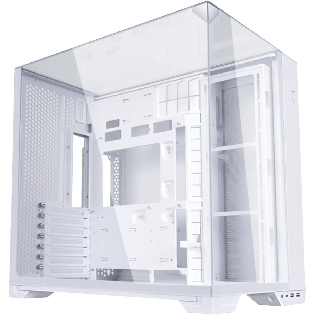 Lian Li O11 VISION Compact (White) Cool & Clear ATX Mid Tower 3 Sided Tempered Glass Gaming Case, Columnless Design, Dual Chamber, Dual Rear Fan Modes (High Or Low)