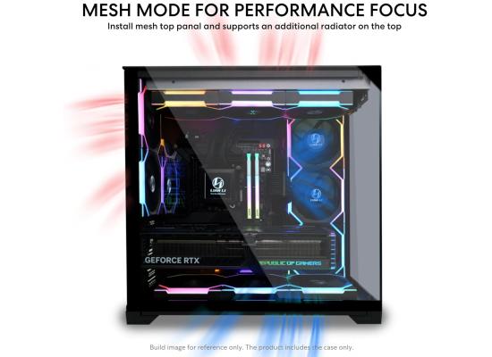 Lian Li O11 VISION Compact (Black) Cool & Clear ATX Mid Tower 3 Sided Tempered Glass Gaming Case, Columnless Design, Dual Chamber, Dual Rear Fan Modes (High Or Low)