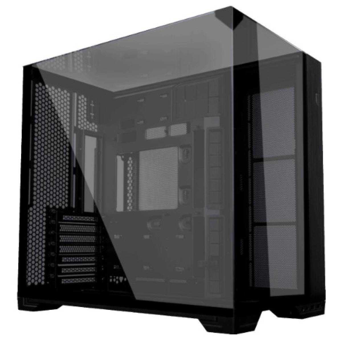 Lian Li O11 VISION Compact (Black) Cool & Clear ATX Mid Tower 3 Sided Tempered Glass Gaming Case, Columnless Design, Dual Chamber, Dual Rear Fan Modes (High Or Low)