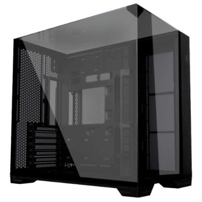 Lian Li O11 VISION Compact (Black) Cool & Clear ATX Mid Tower 3 Sided Tempered Glass Gaming Case, Columnless Design, Dual Chamber, Dual Rear Fan Modes (High Or Low)