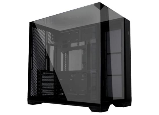 Lian Li O11 VISION Compact (Black) Cool & Clear ATX Mid Tower 3 Sided Tempered Glass Gaming Case, Columnless Design, Dual Chamber, Dual Rear Fan Modes (High Or Low)