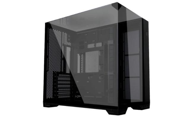 Lian Li O11 VISION Compact (Black) Cool & Clear ATX Mid Tower 3 Sided Tempered Glass Gaming Case, Columnless Design, Dual Chamber, Dual Rear Fan Modes (High Or Low)