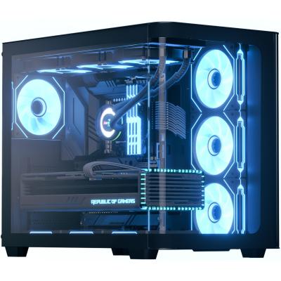 AeroCool P500C (Black) ARGB Stylish w/ Panoramic View & Dual Chamber ATX Mid Tower Tempered Glass Gaming Case w/ 4 ARGB Mirage infinity Mirror Fans (3x120mm Side Reverse-Blade + 1x120mm Rear)