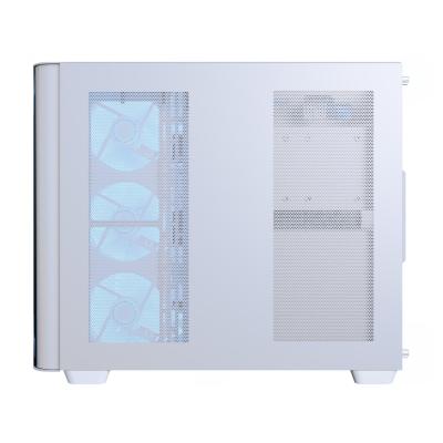 AeroCool P500C (White) ARGB Stylish w/ Panoramic View & Dual Chamber ATX Mid Tower Tempered Glass Gaming Case w/ 4 ARGB Mirage infinity Mirror Fans (3x120mm Side Reverse-Blade + 1x120mm Rear)