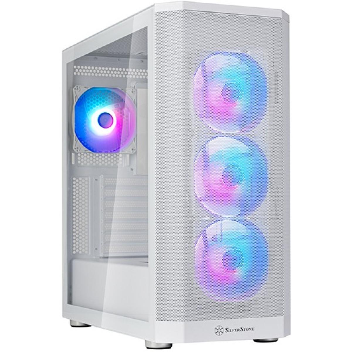 SilverStone FARA 514X (White) ARGB ATX Mid Tower Tempered Glass Gaming Case, Dual 360m Radiator Support w/ USB Type-C & 4x120mm ARGB Fans