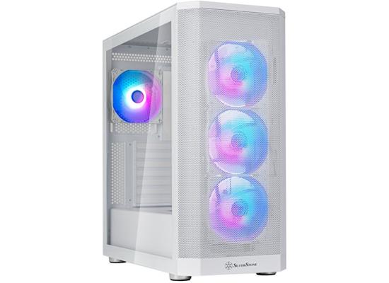 SilverStone FARA 514X (White) ARGB ATX Mid Tower Tempered Glass Gaming Case, Dual 360m Radiator Support  w/ USB Type-C & 4x120mm ARGB Fans