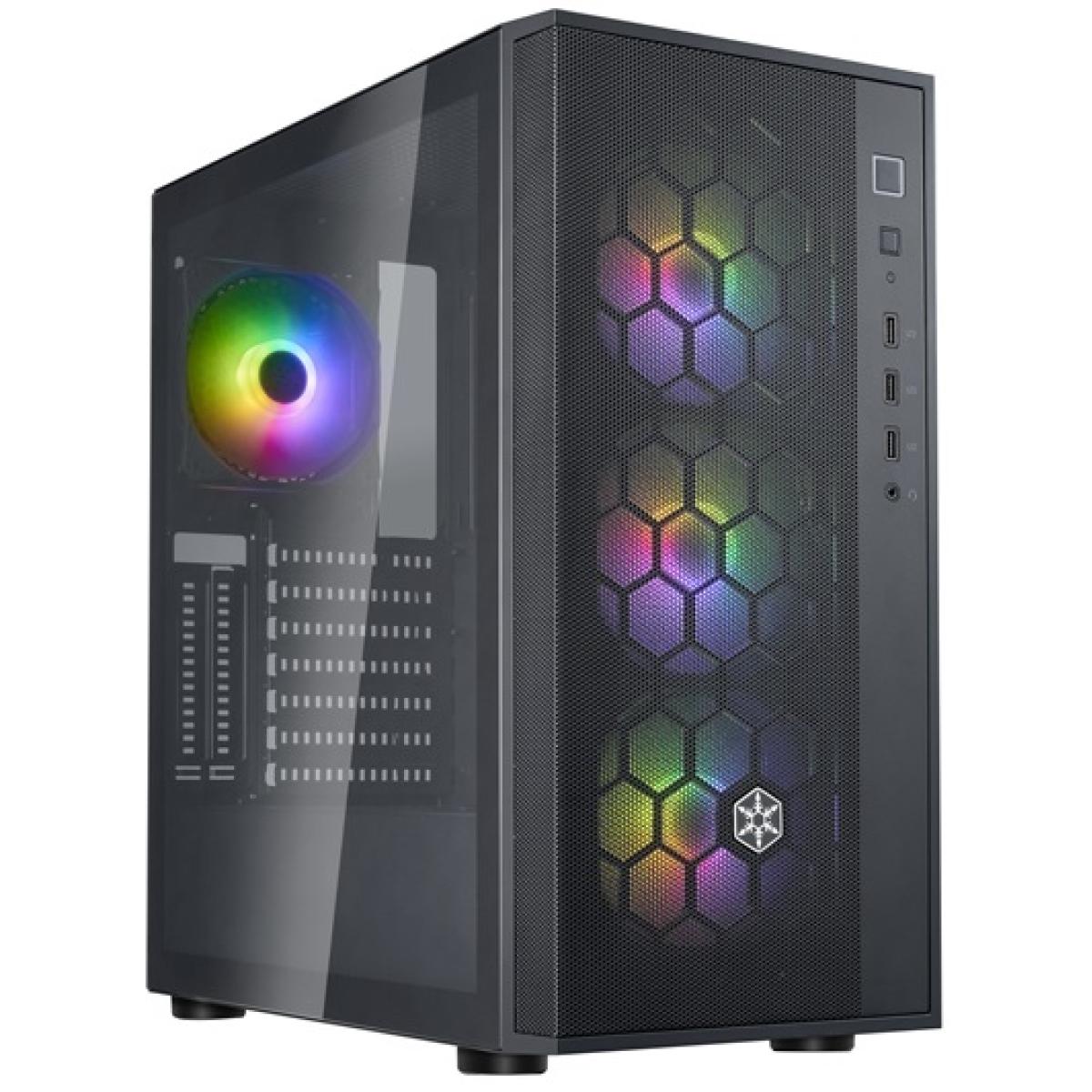 SilverStone FARA R1 PRO V2 ARGB ATX Mid Tower Tempered Glass Gaming Case w/ 4x120mm ARGB Fans & Fully Mesh Front