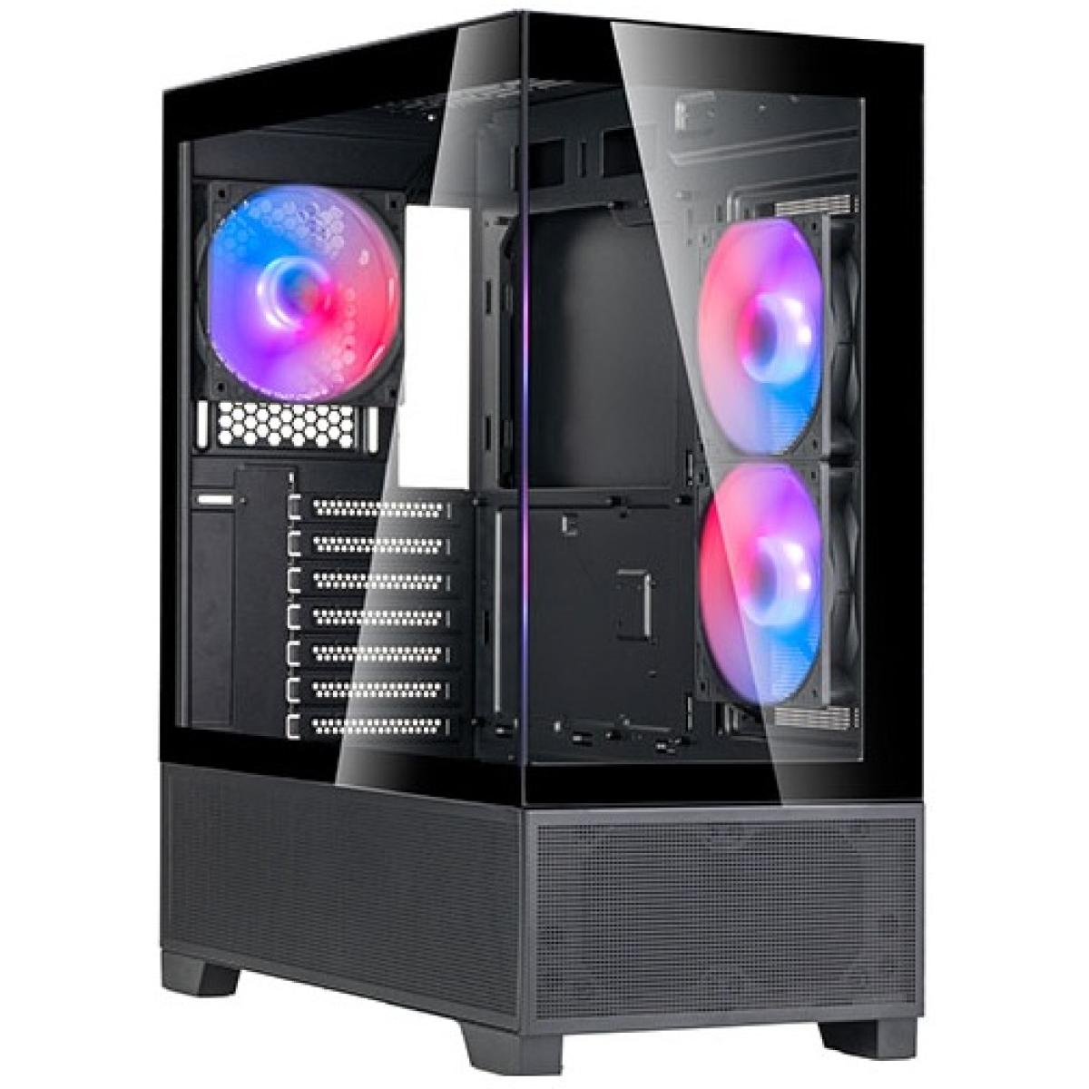 SilverStone Lucid 05 (Black) ARGB ATX Mid Tower Tempered Glass Gaming Case w/ Bold 270° Panoramic View w/ USB Type-C & 3x120mm ARGB Fans + Front 2x 80mm