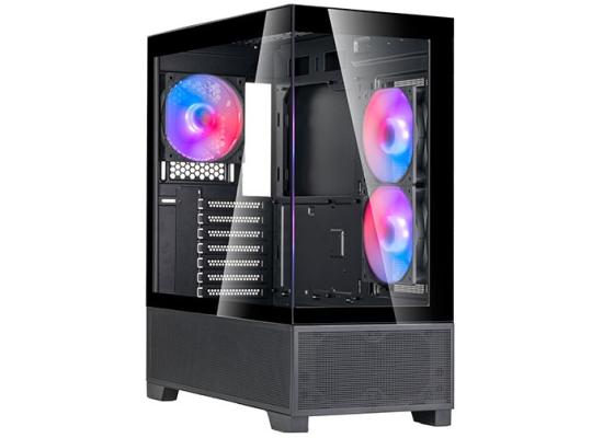SilverStone Lucid 05 (Black) ARGB ATX Mid Tower Tempered Glass Gaming Case w/ Bold 270° Panoramic View w/ USB Type-C & 3x120mm ARGB Fans + Front 2x 80mm
