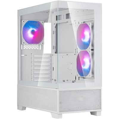 SilverStone Lucid 05 (White) ARGB ATX Mid Tower Tempered Glass Gaming Case w/ Bold 270° Panoramic View w/ USB Type-C & 3x120mm ARGB Fans + Front 2x 80mm